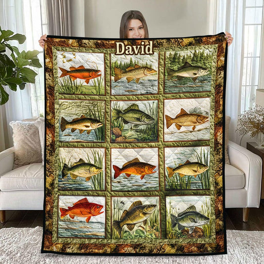 Personalized Fishing Quilt, Game Fish Angler
