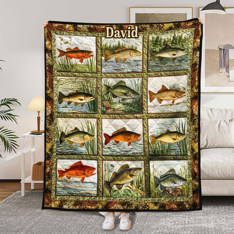 Personalized Fishing Quilt, Game Fish Angler