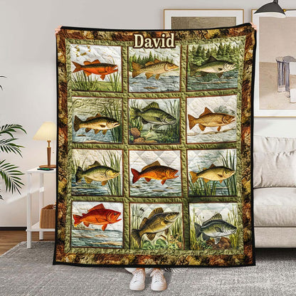 Personalized Fishing Quilt, Game Fish Angler