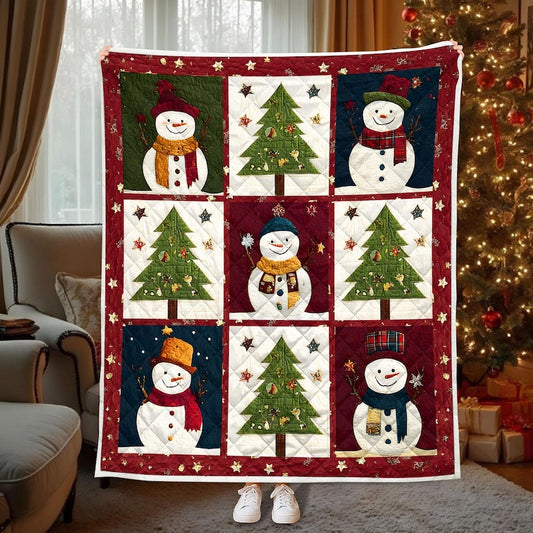 Snowman Quilt, Christmas Tree Holiday Blanket Decor