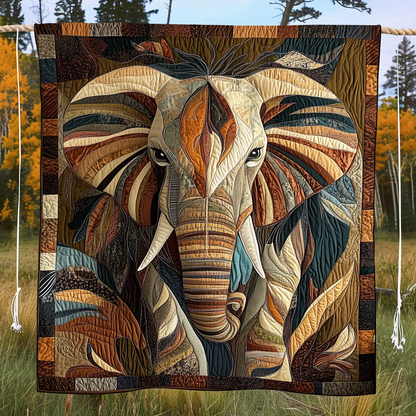Elephant Quilt, Artistic Patchwork Blanket