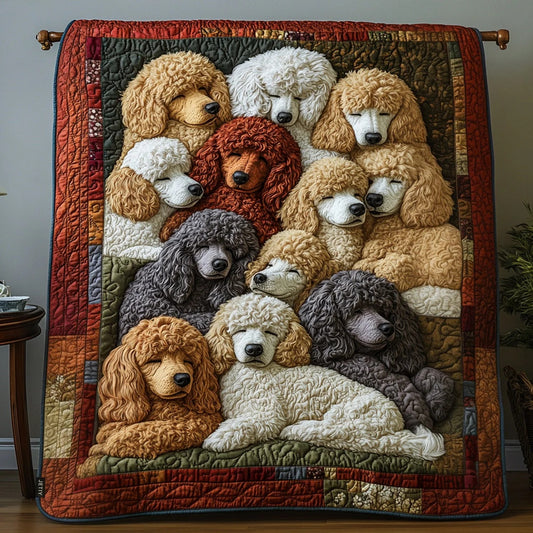 Poodle Dog Quilt, Multi Color Poodle