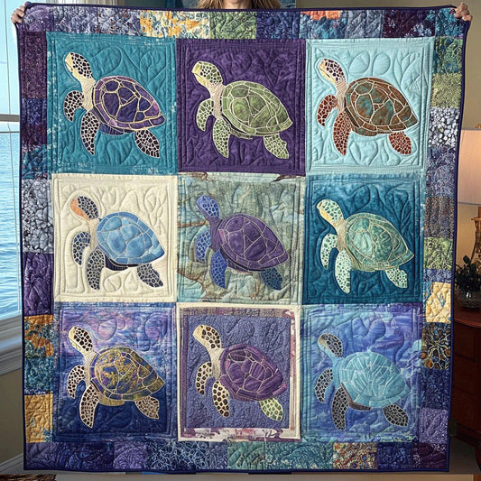 Sea Turtle Quilt, Coastal Ocean Patchwork Quilt Gift