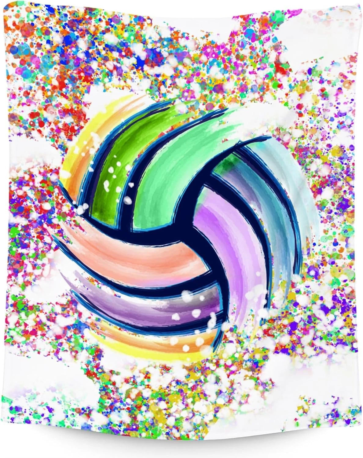 Rainbow Paint Splatter Volleyball Blanket Gift