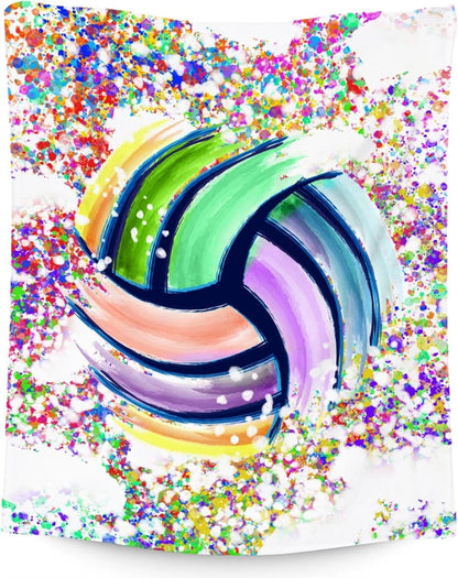Rainbow Paint Splatter Volleyball Blanket Gift