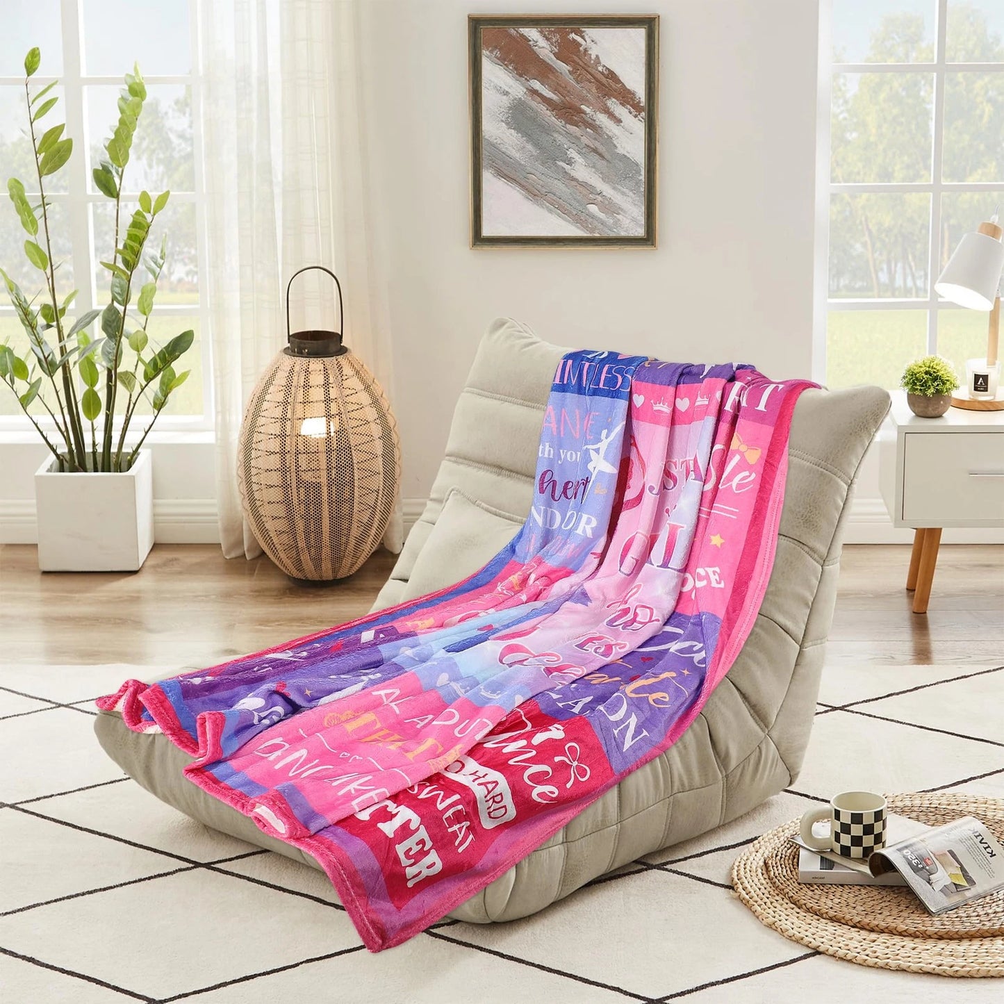 Pink Eat Sleep Dance Repeat Ballerina Blanket