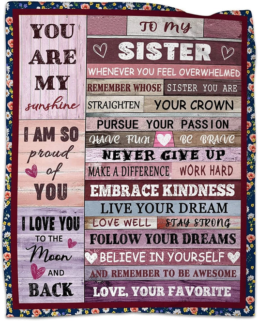 Sister Straighten Your Crown Rustic Blanket Gift