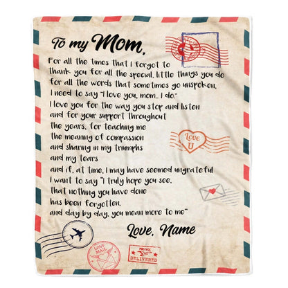 To My Mom Air Mail Personalized Blanket