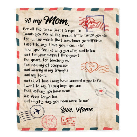To My Mom Air Mail Personalized Blanket