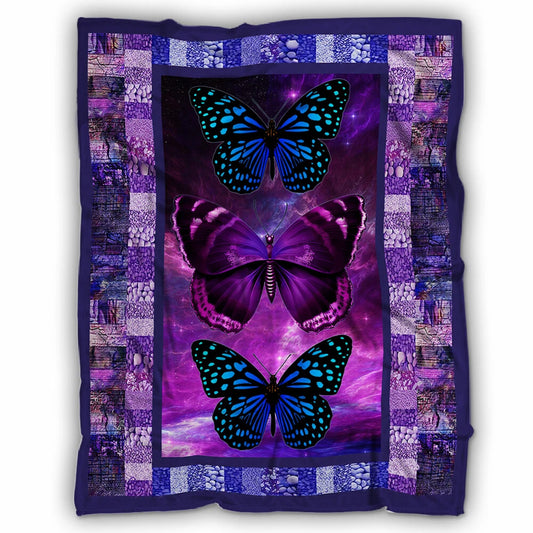 Blue & Purple Butterfly Galaxy Blanket
