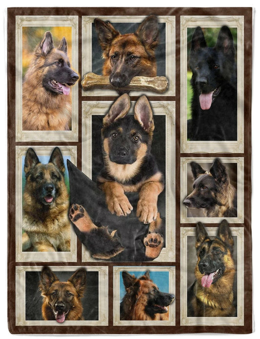German Shepherd Puppy Photo Collage Blanket