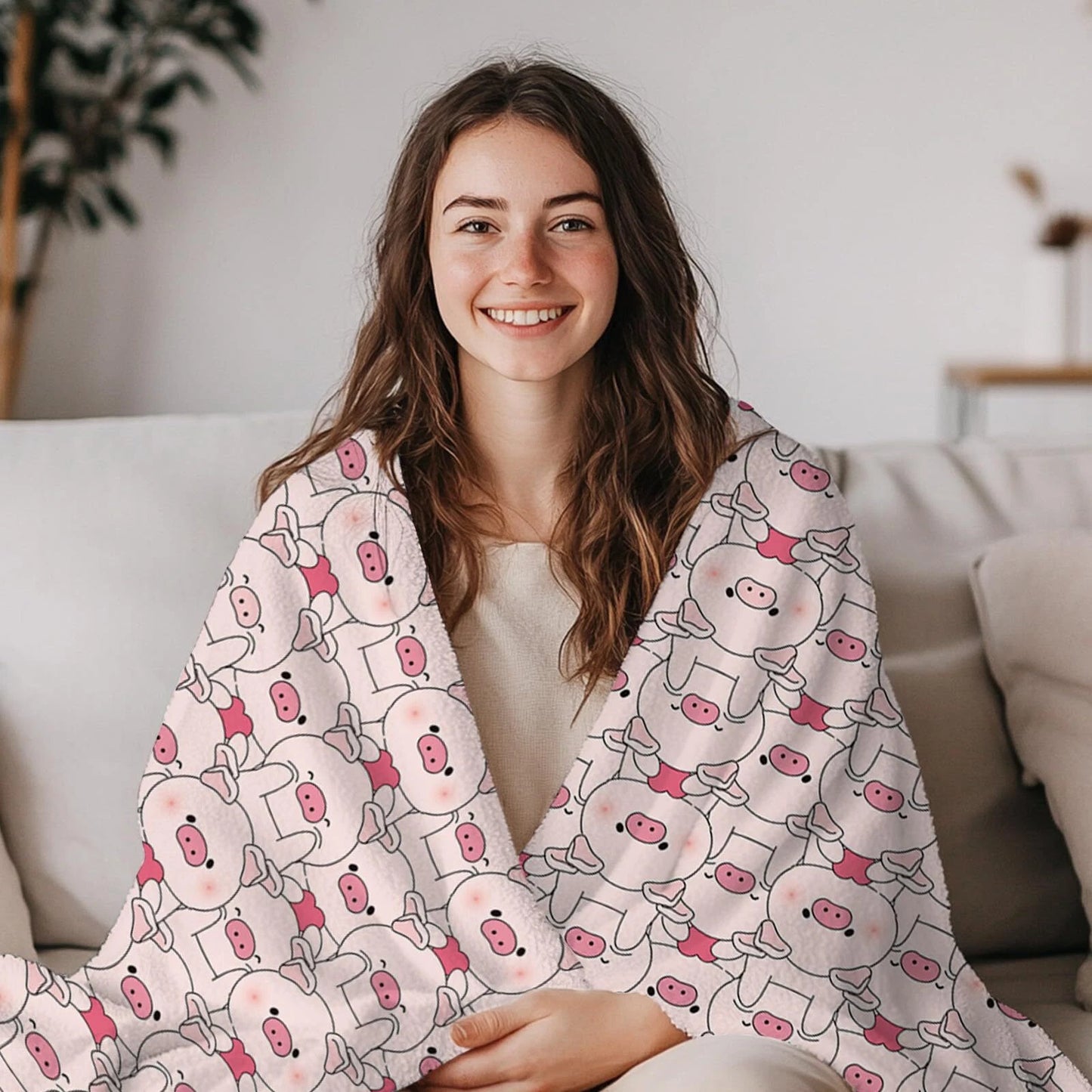 Cute Pink Pig Pattern Blanket For Pig