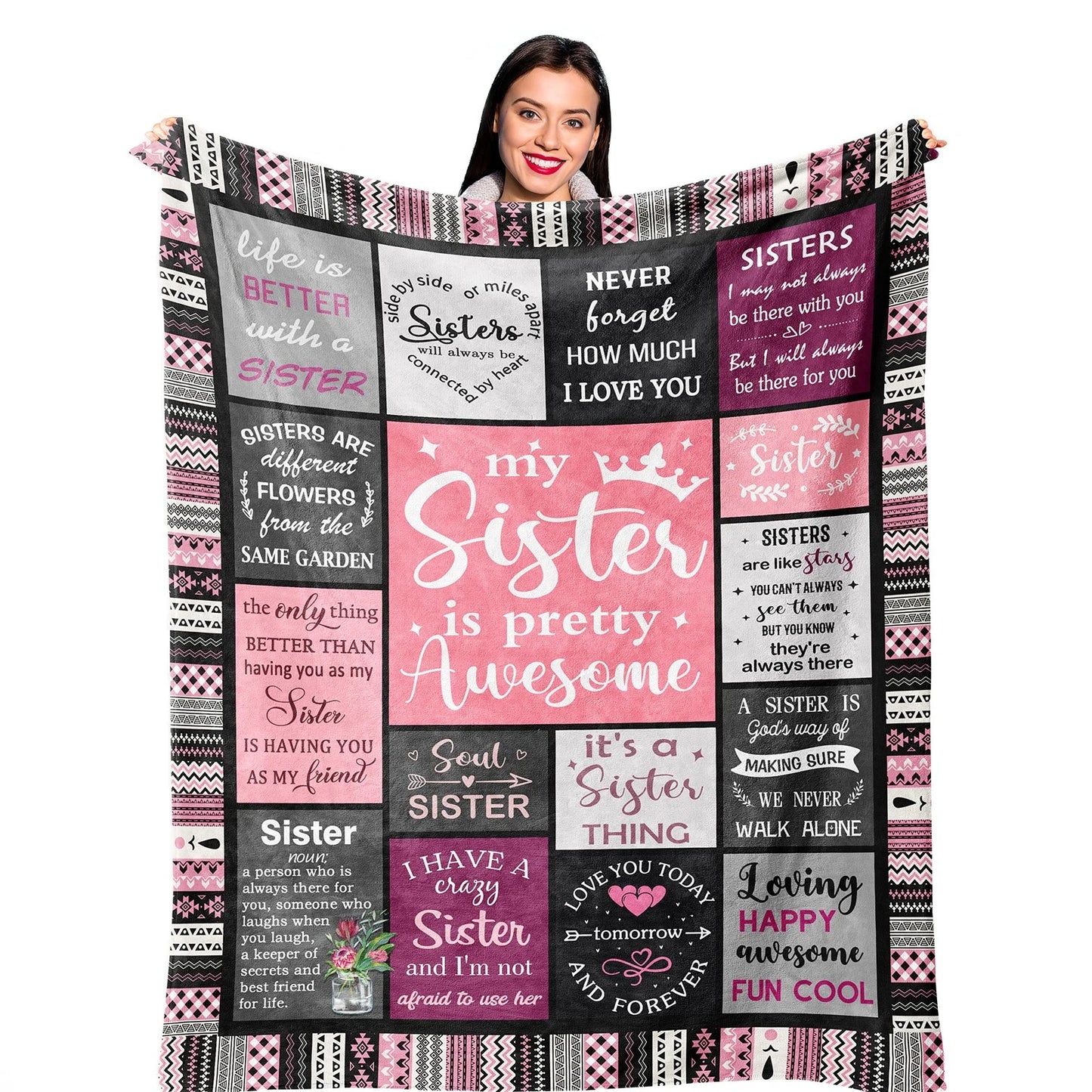 Sister Gift Blanket, Sister Ever Birthday Present Women
