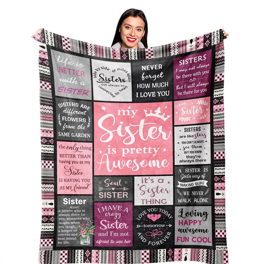Sister Gift Blanket, Sister Ever Birthday Present Women