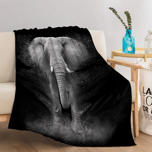 Black and White Elephant Art Throw Blanket