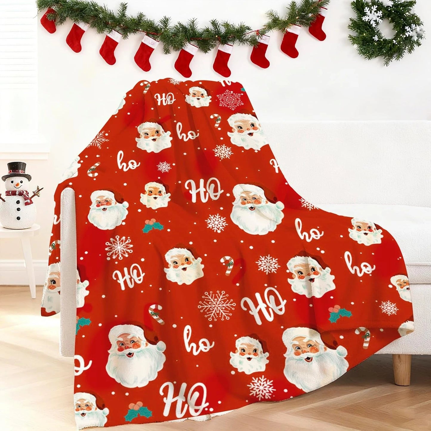 Merry Christmas Blanket Red Ho Ho Xmas Holiday