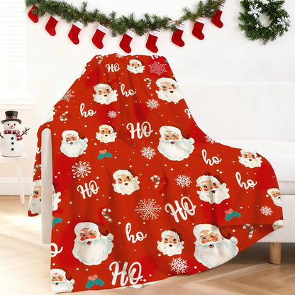 Merry Christmas Blanket Red Ho Ho Xmas Holiday