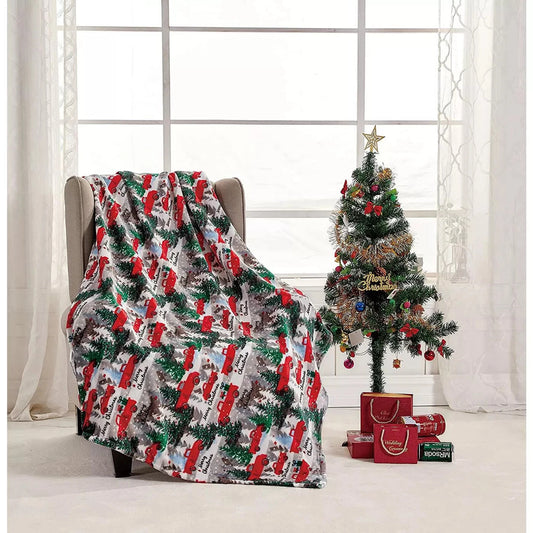 Christmas Truck Blanket, Red Farmhouse Holiday Throw