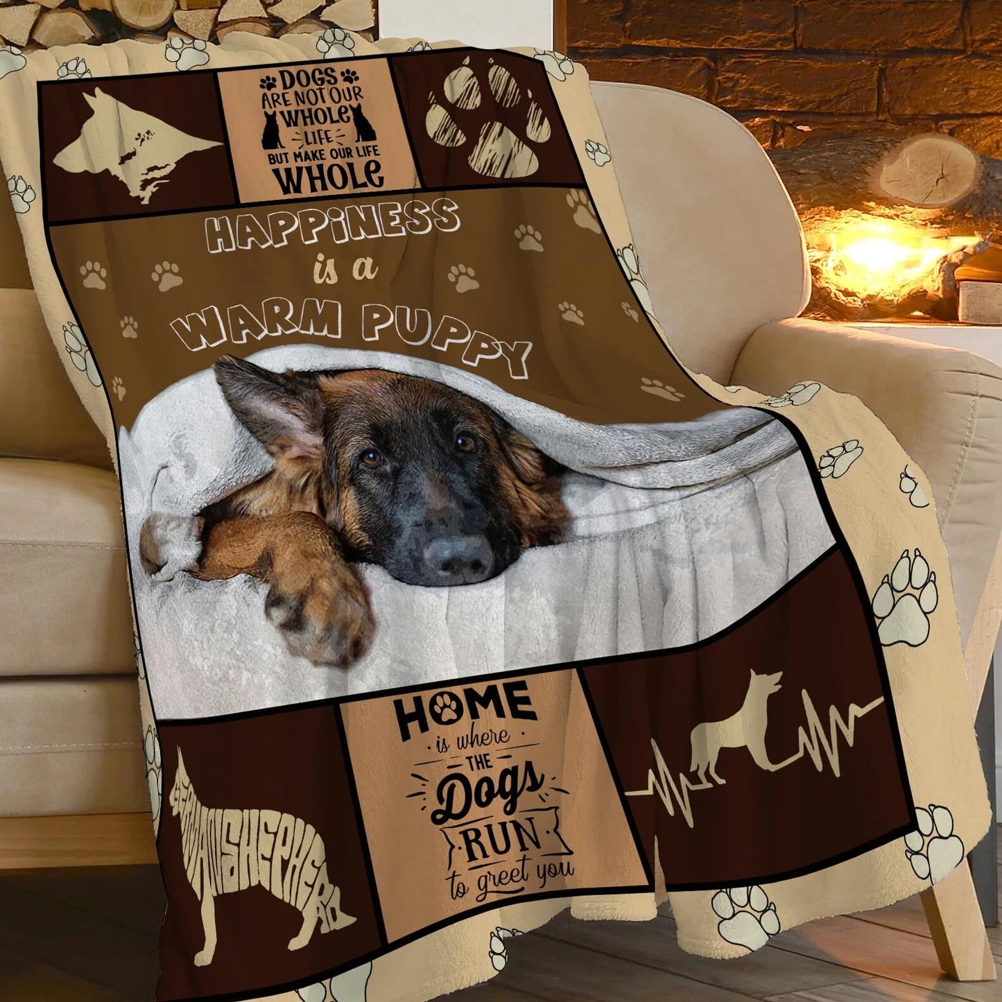 German Shepherd Warm Puppy Quotes Blanket