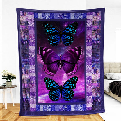 Blue & Purple Butterfly Galaxy Blanket