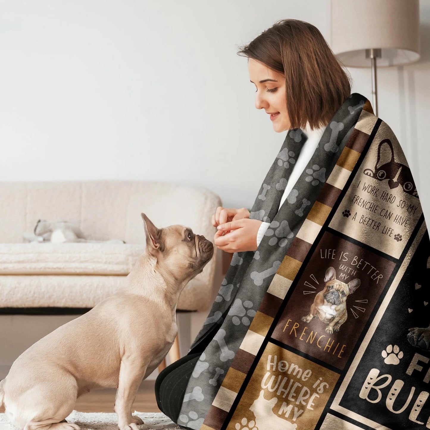 French Bulldog Girl Lover Quotes Blanket