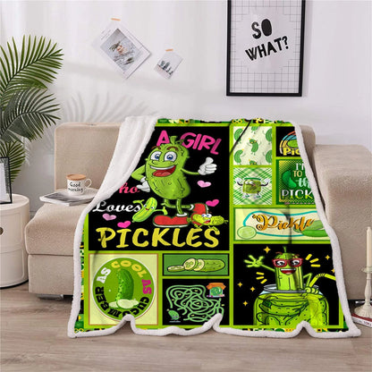 Pickleball Lover Cartoon Quotes Blanket