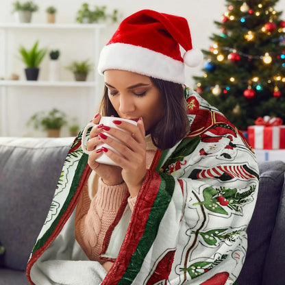 Christmas Blanket Santa Claus Reindeer Winter