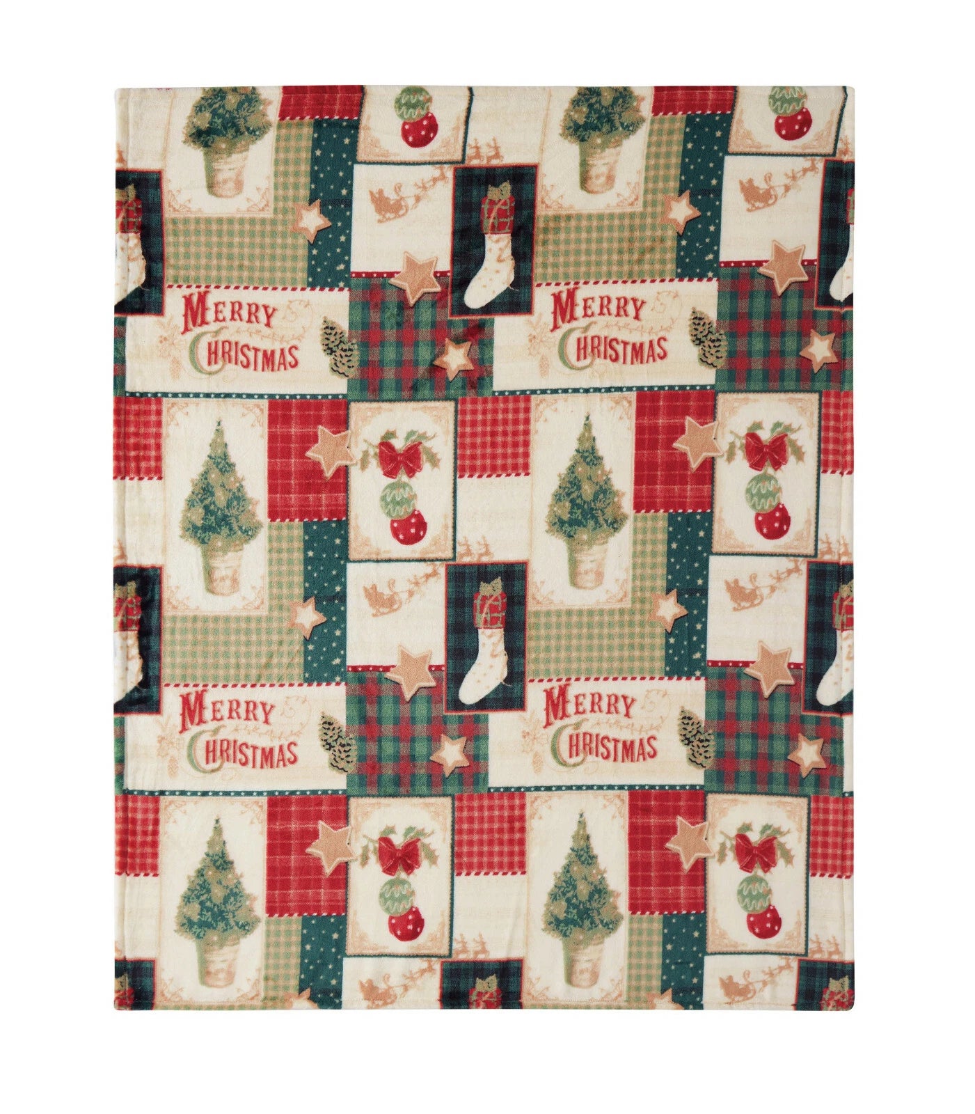 Christmas Blanket, Plaid Patchwork Holiday Throw Decor