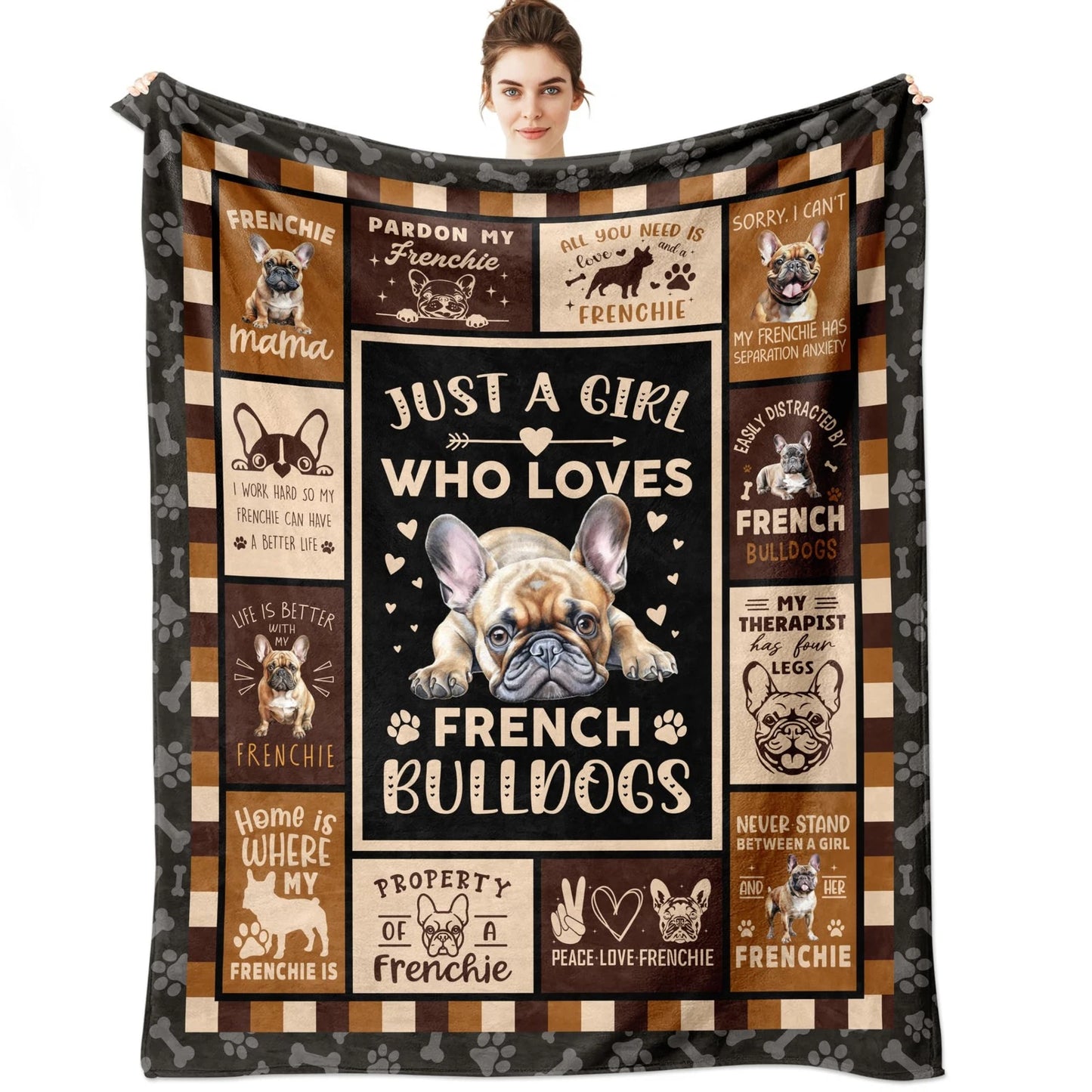 French Bulldog Girl Lover Quotes Blanket
