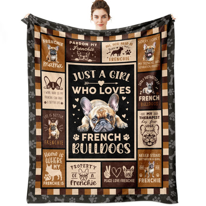 French Bulldog Girl Lover Quotes Blanket