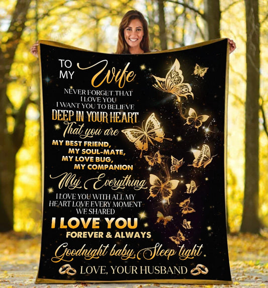 Wife Gold Butterfly Soulmate Blanket Gift