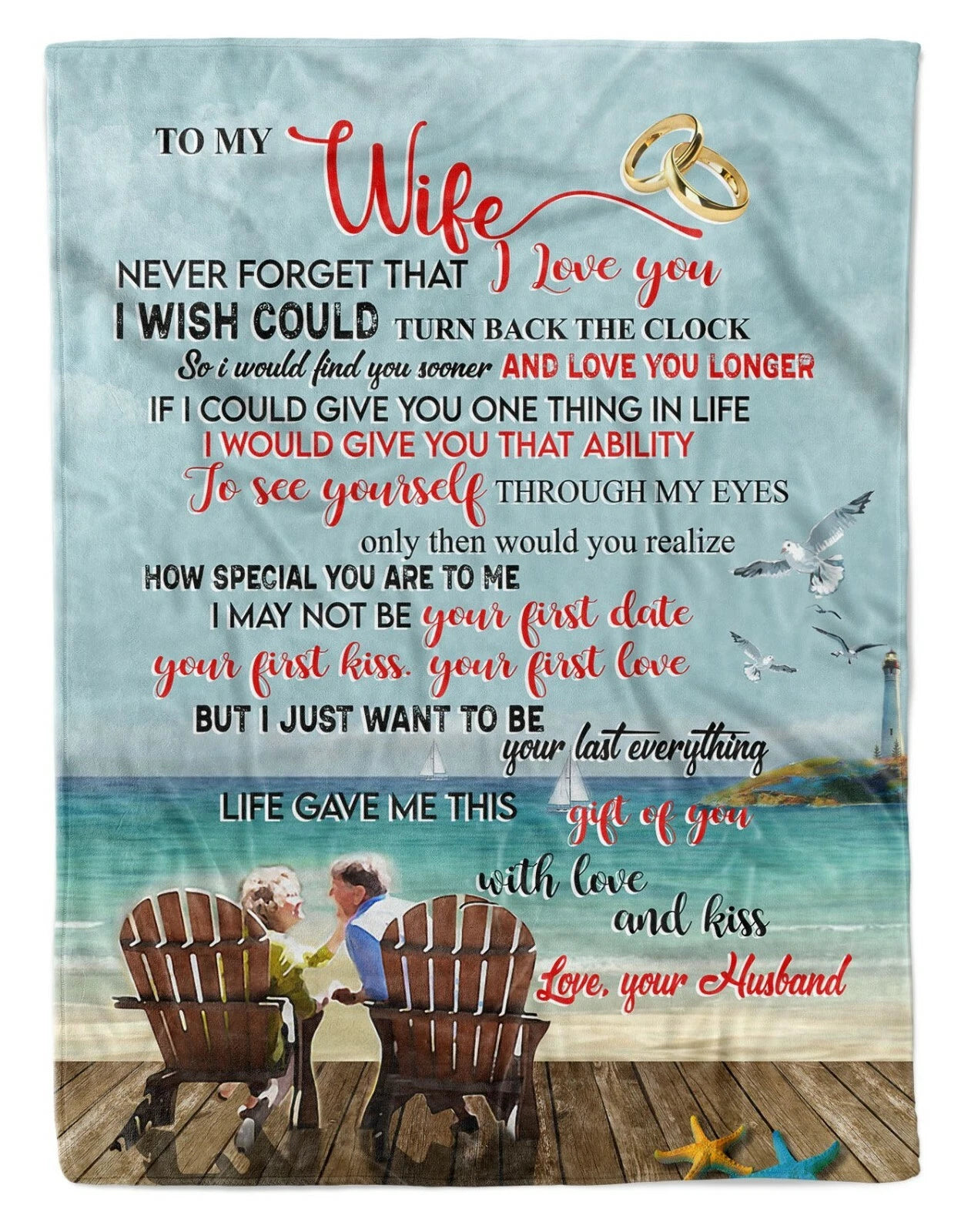 To My Wife I Love You Husband Blanket Gift