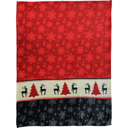 Christmas Reindeer Blanket, Snowflake Holiday Throw