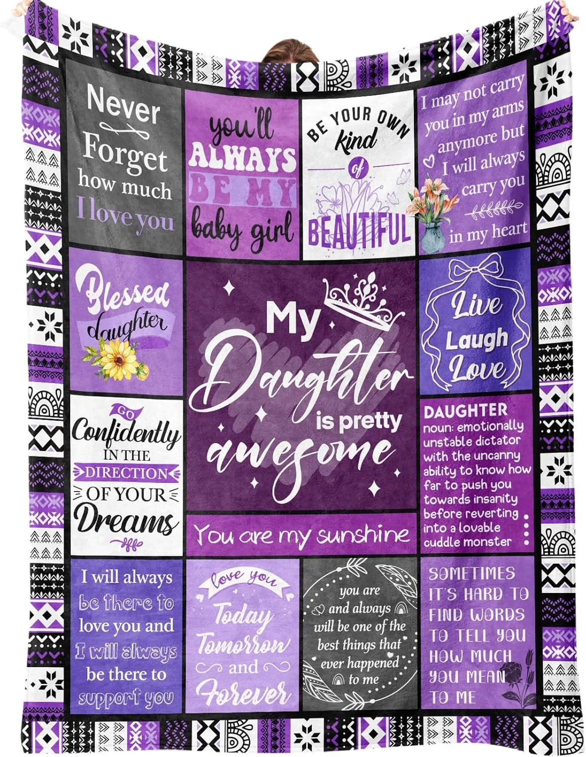 To My Daughter Quotes Blanket Purple, Daughter Blanket