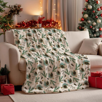 Pine Cone Christmas Holiday Blanket