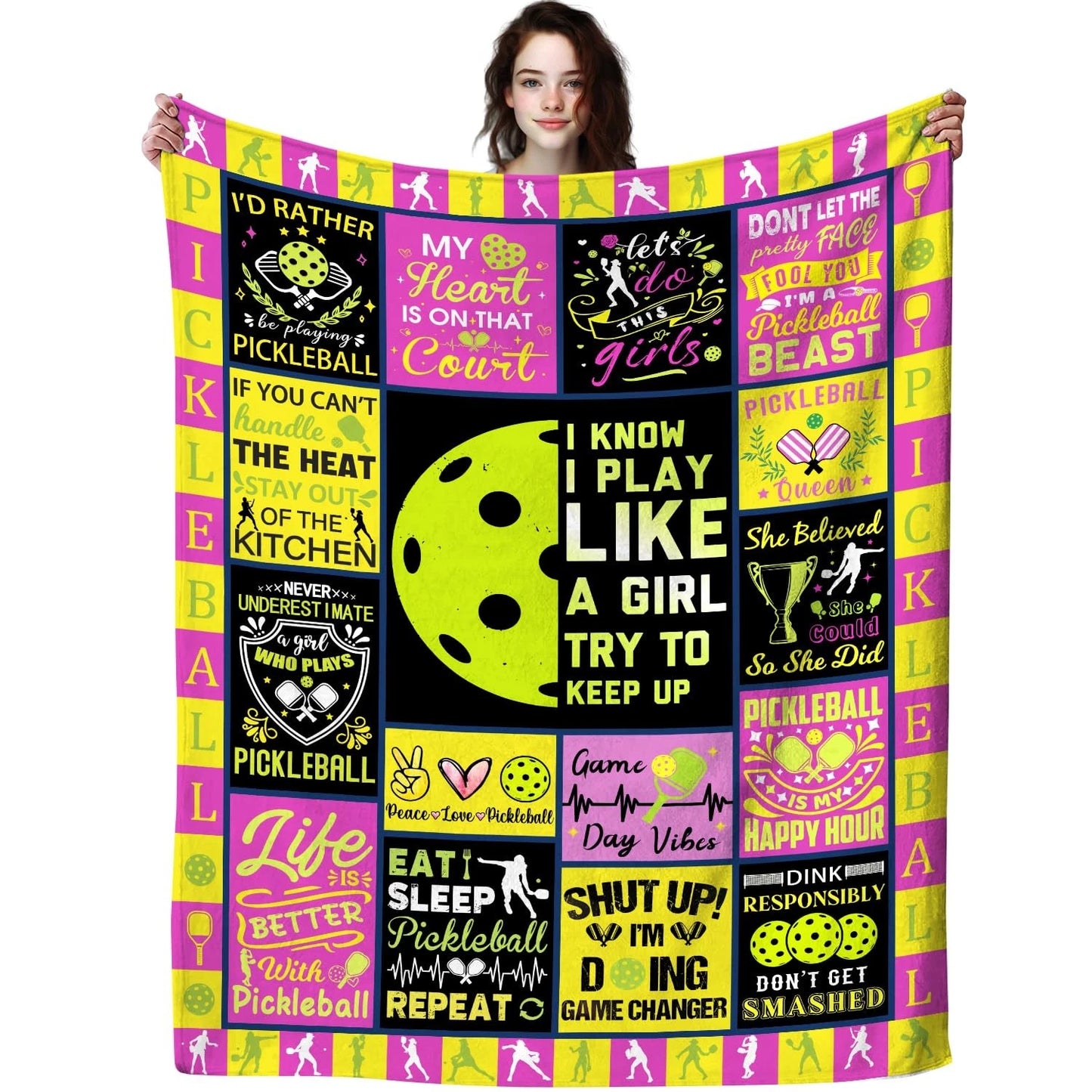 Pickleball Player Eat Sleep Repeat Pink Blanket