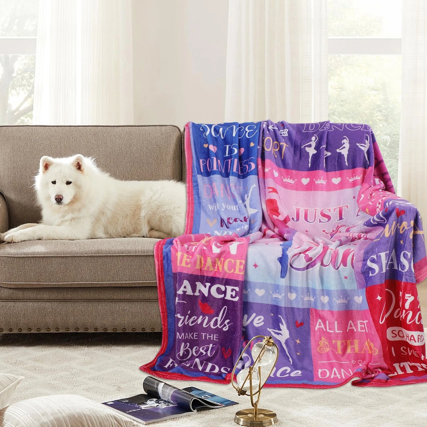 Pink Eat Sleep Dance Repeat Ballerina Blanket