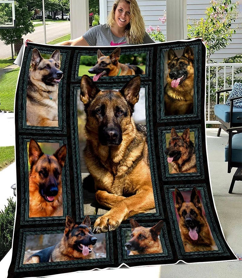 German Shepherd Collage Photo Blanket