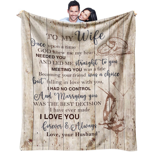 To My Wife Romantic Quotes Rustic Blanket Couple