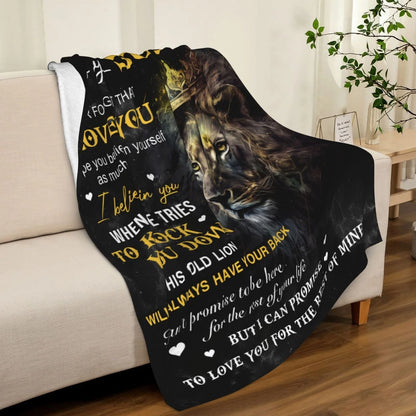 To My Son Lion Dad Love Blanket Crown