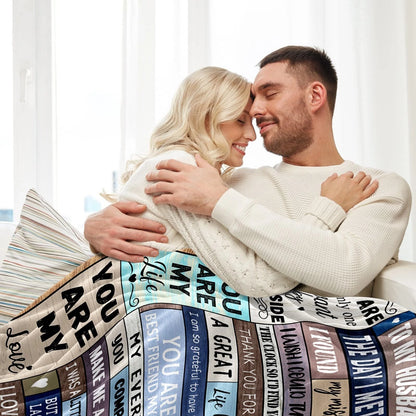 To My Husband Romantic Quotes Couple Blanket