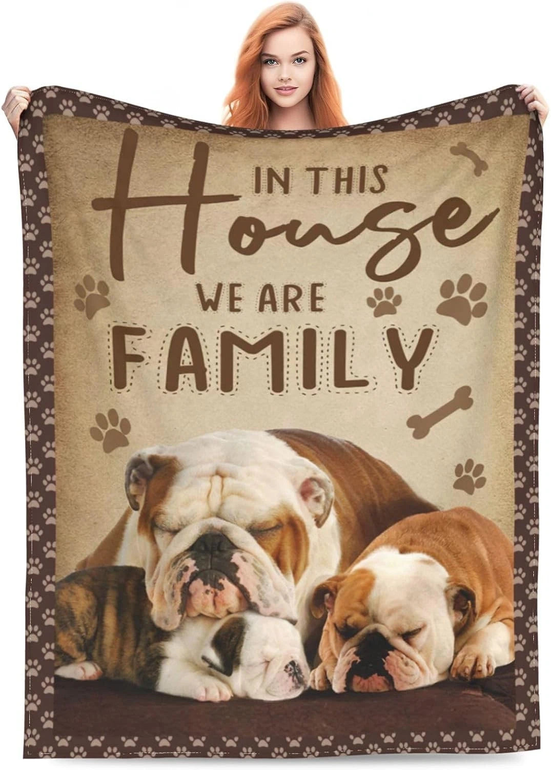 Bulldog Family Dog Lover Blanket For Dog