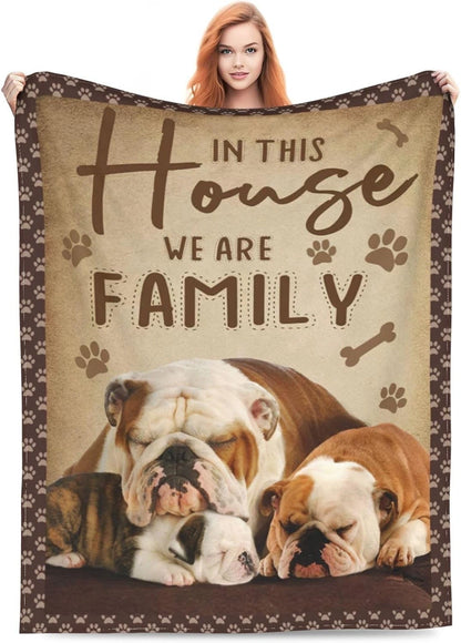 Bulldog Family Dog Lover Blanket For Dog