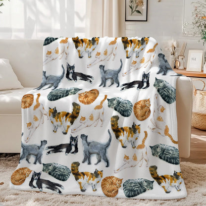 Cat Pattern Blanket, Kitten Lover Gift