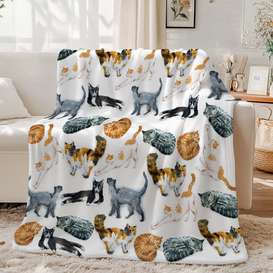 Cat Pattern Blanket, Kitten Lover Gift