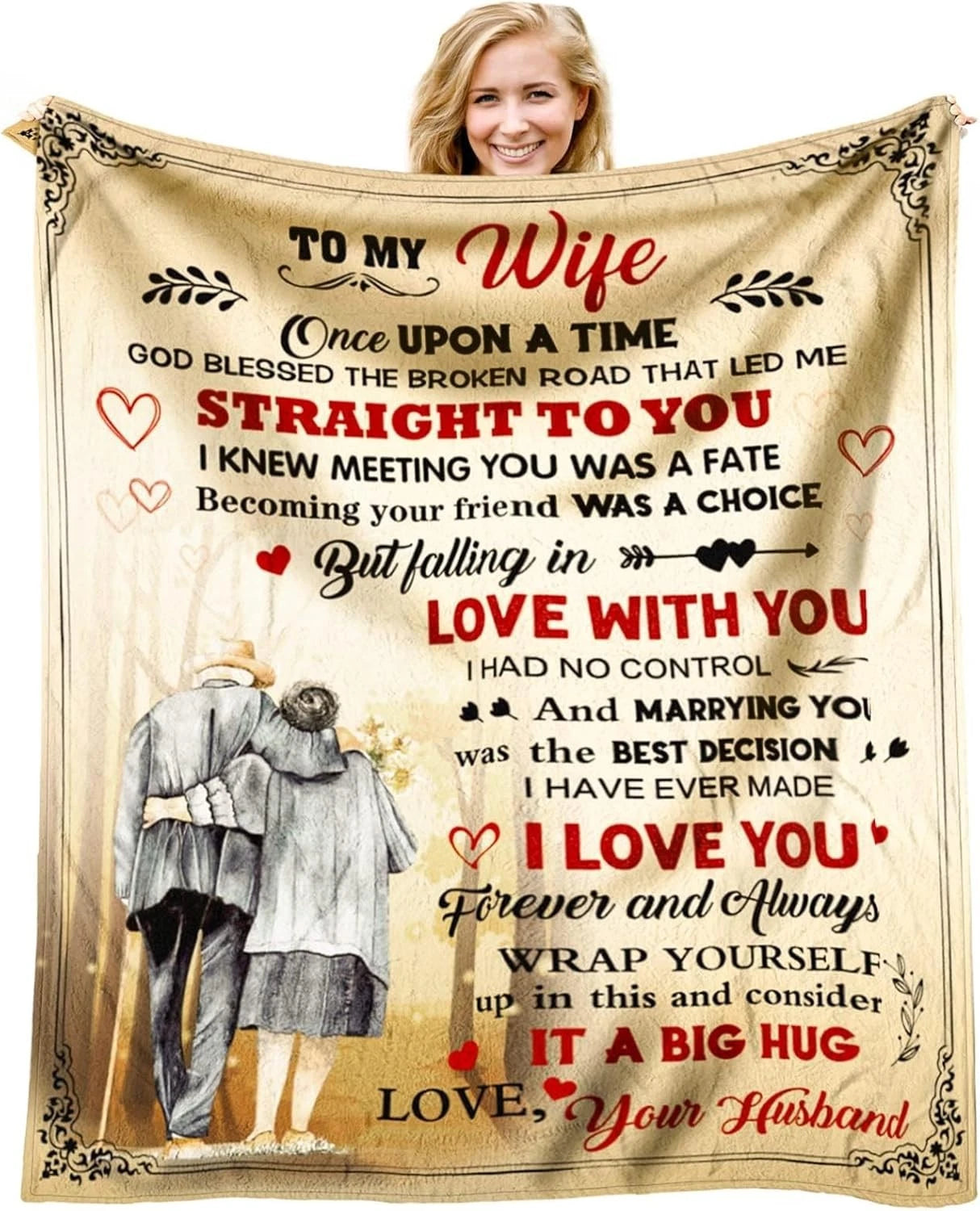 To My Wife Love Quotes Blanket Couple