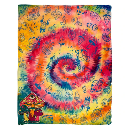 Mushroom Tie-Dye Hippie Blanket