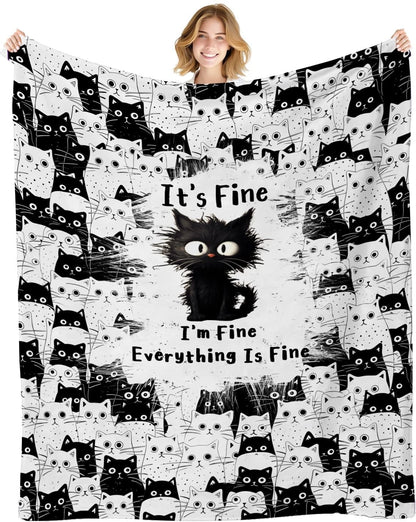 Cat Blanket, Black Cat Gifts for Cats Lovers