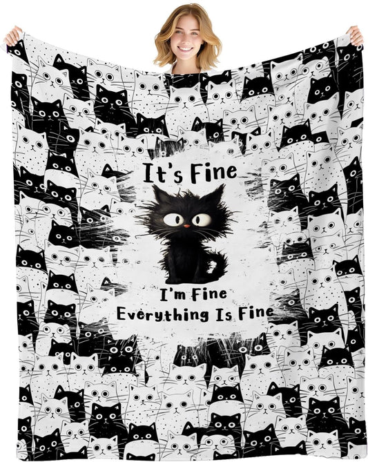 Cat Blanket, Black Cat Gifts for Cats Lovers