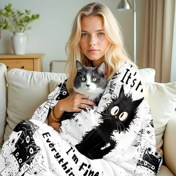 Cat Blanket, Black Cat Gifts for Cats Lovers